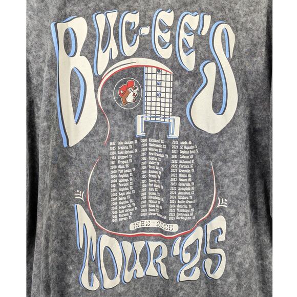 Buc-ee’s Tour ’25 T-Shirt 3X Gray Mineral Wash Oversized Distressed Graphic Tee - Picture 5 of 5